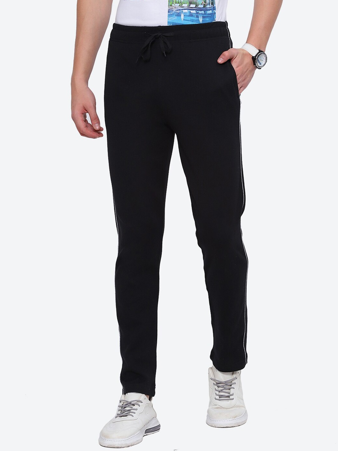 

2Bme Men Regular Fit Cotton Track Pants, Black