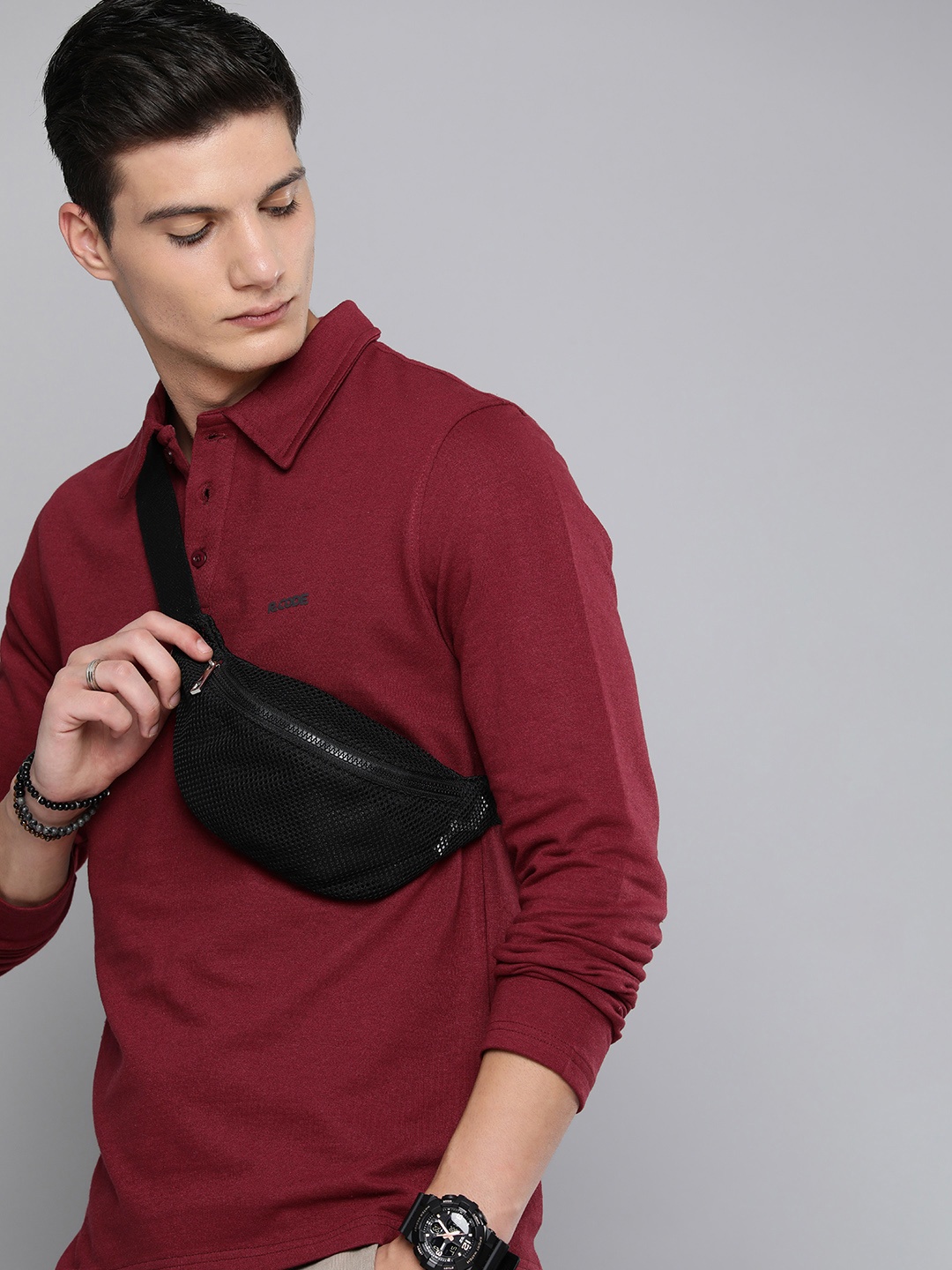 

R.Code by The Roadster Life Co. Men Solid Pullover Sweatshirt, Burgundy