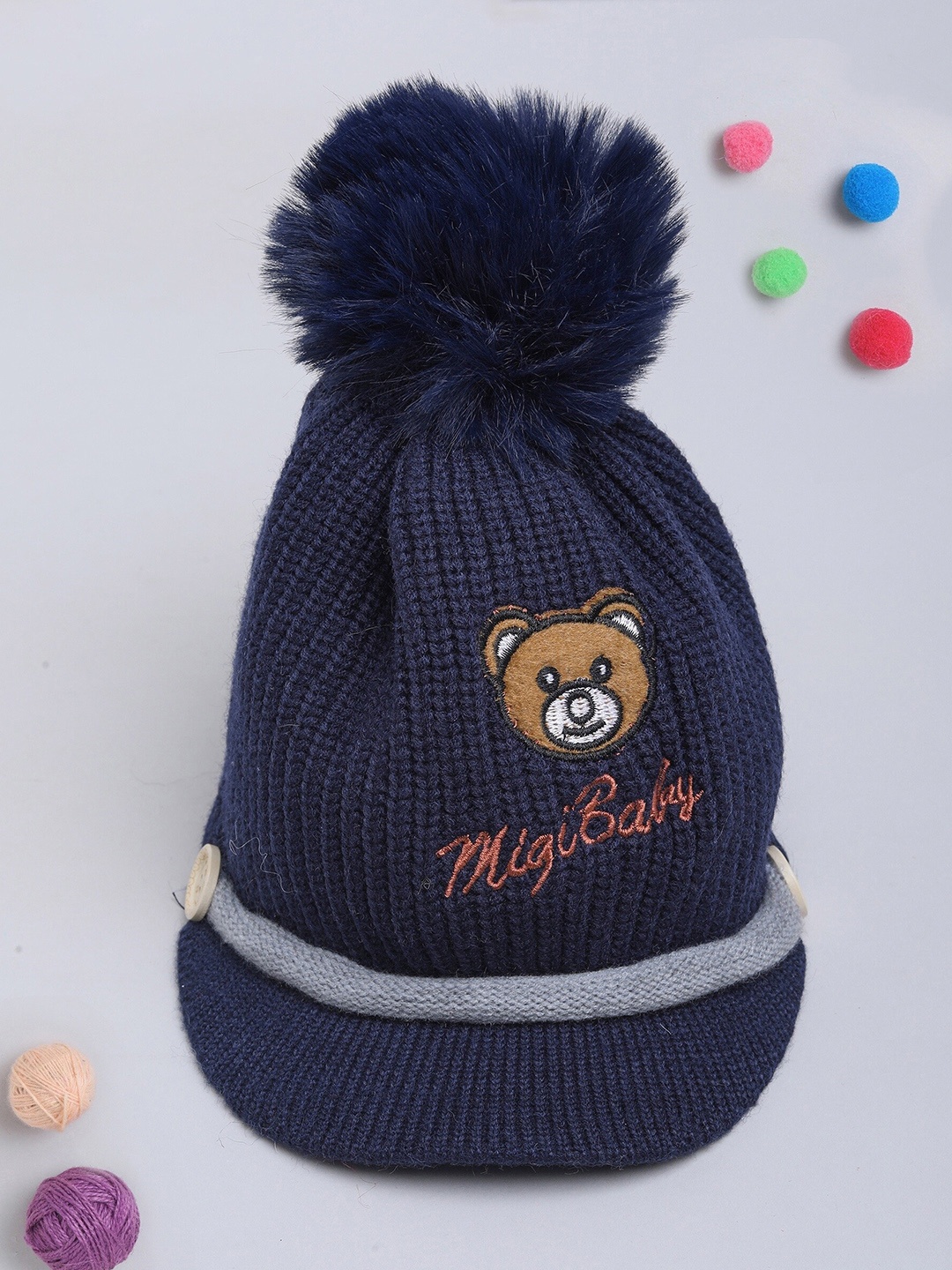 

The Magic Wand Kids Self Design Woollen Beanie, Navy blue