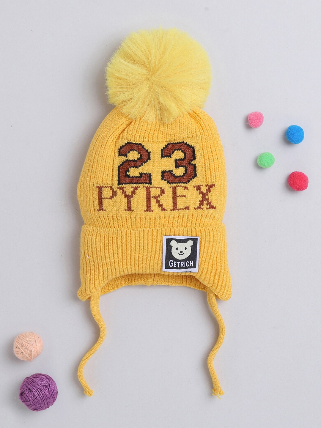

The Magic Wand Unisex Kids Typography Printed Woollen Beanie, Yellow