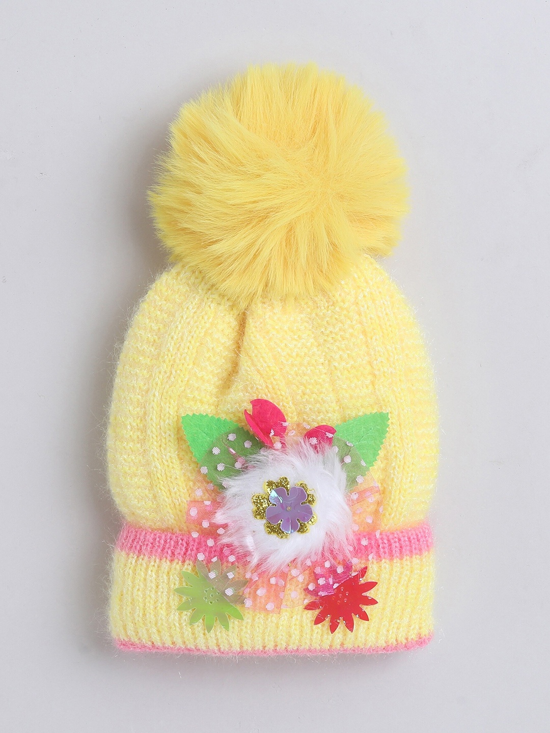 

The Magic Wand Kids Self Design Applique Wool Beanie, Yellow