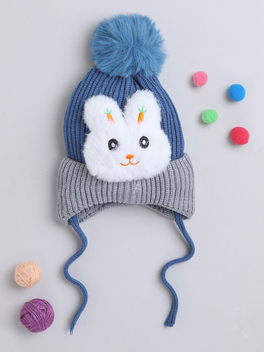 

The Magic Wand Kids Self Design Woollen Beanie, Blue