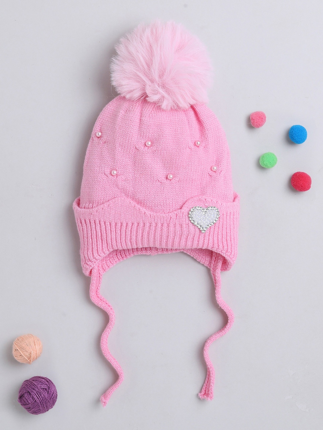 

The Magic Wand Kids Embroidered Woollen Beanie, Pink