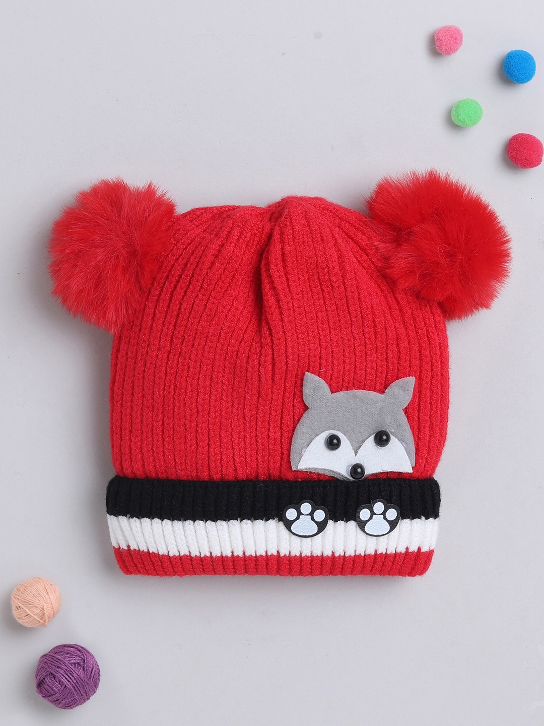 

The Magic Wand Unisex Kids Self Designed Woollen Beanie, Red