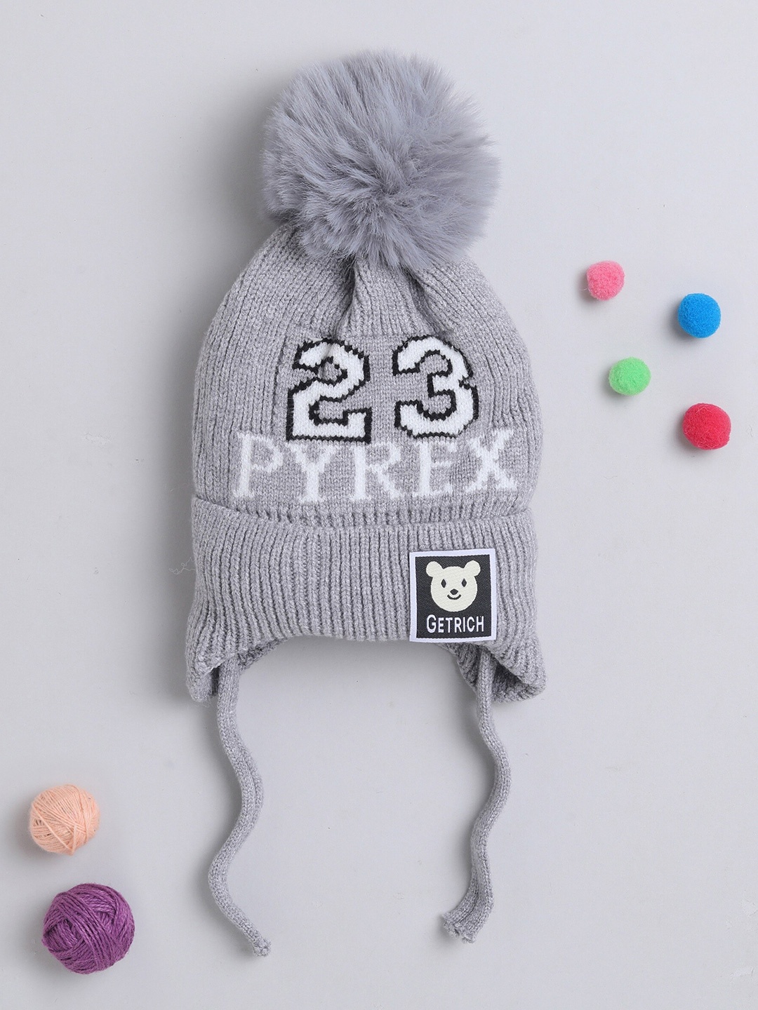 

The Magic Wand Kids Self Designed Woollen Beanie, Grey