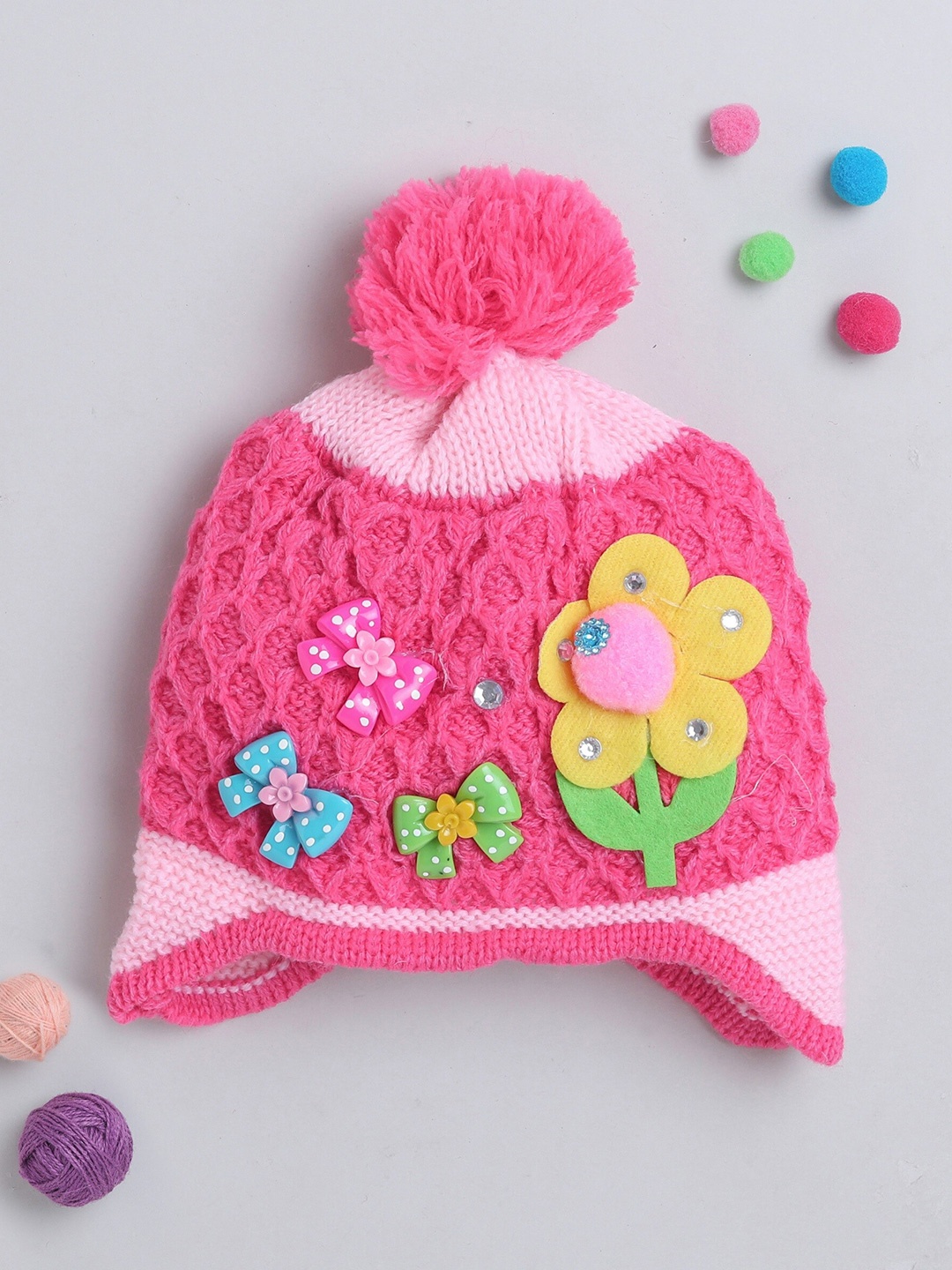 

The Magic Wand Kids Embroidered Woollen Beanie, Fuchsia