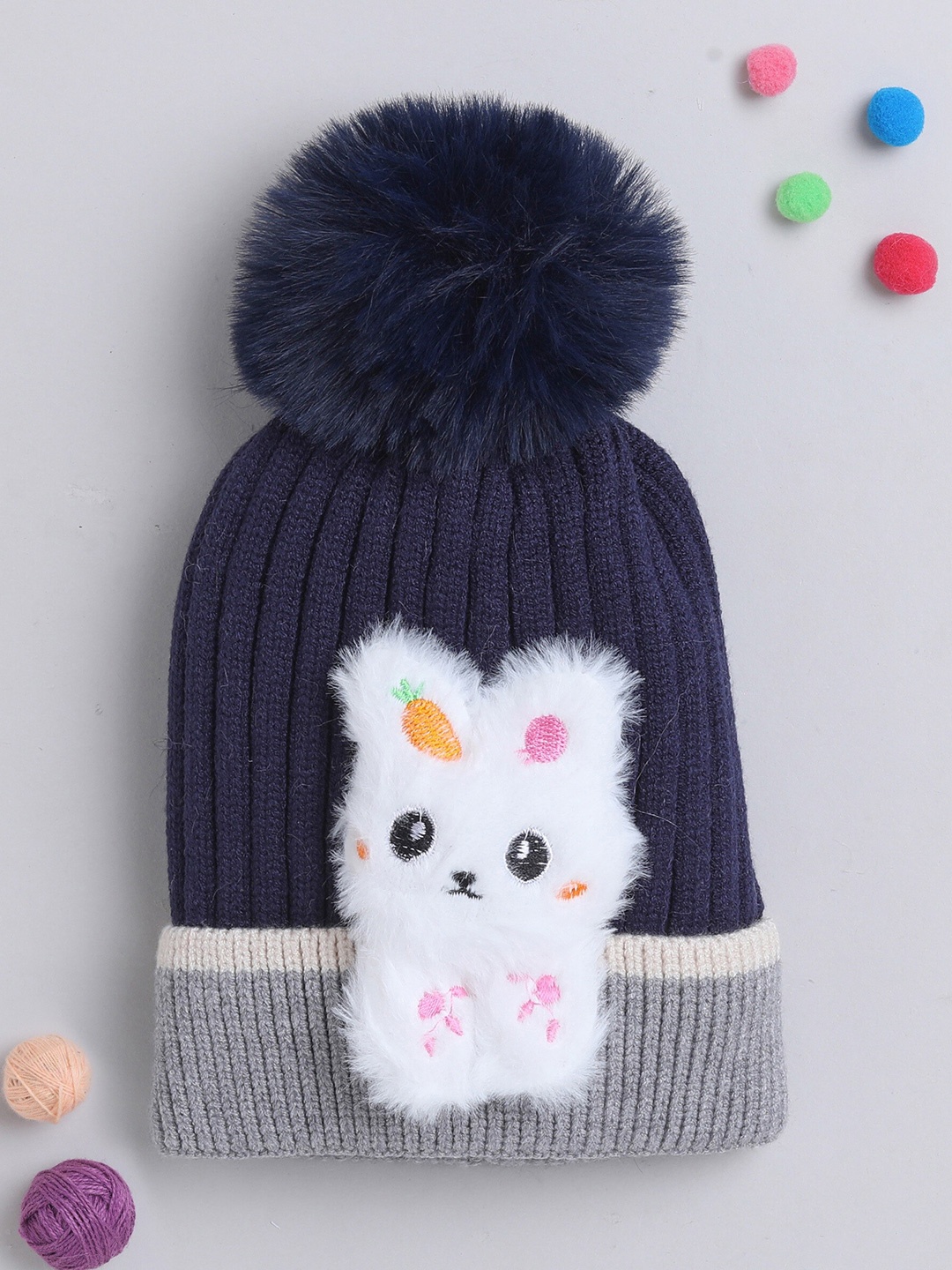 

The Magic Wand Kids Self Design Woollen Beanie, Navy blue
