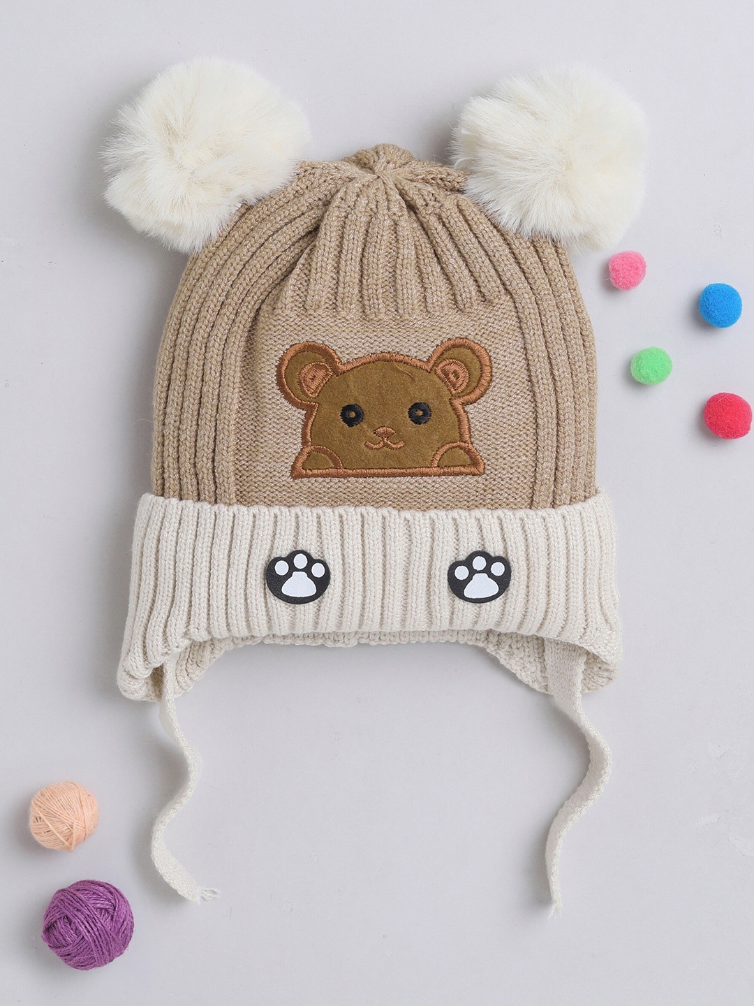 

The Magic Wand Kids Self Design Woollen Beanie, Brown