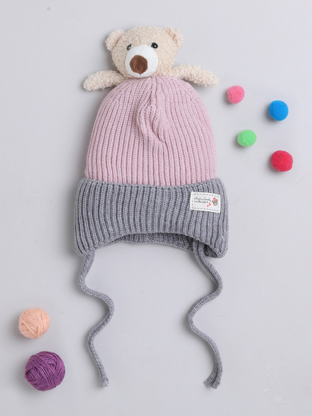 

The Magic Wand Kids Colourblocked Woollen Beanie, Pink