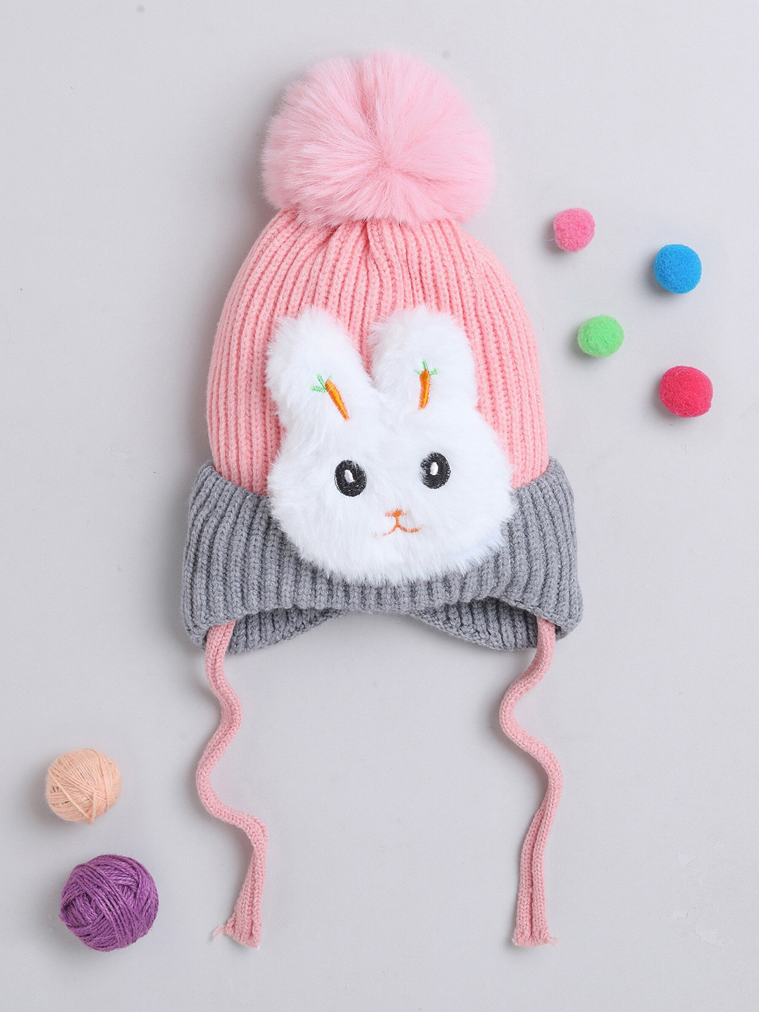 

The Magic Wand Kids Self Design Woollen Winter Beanie, Pink