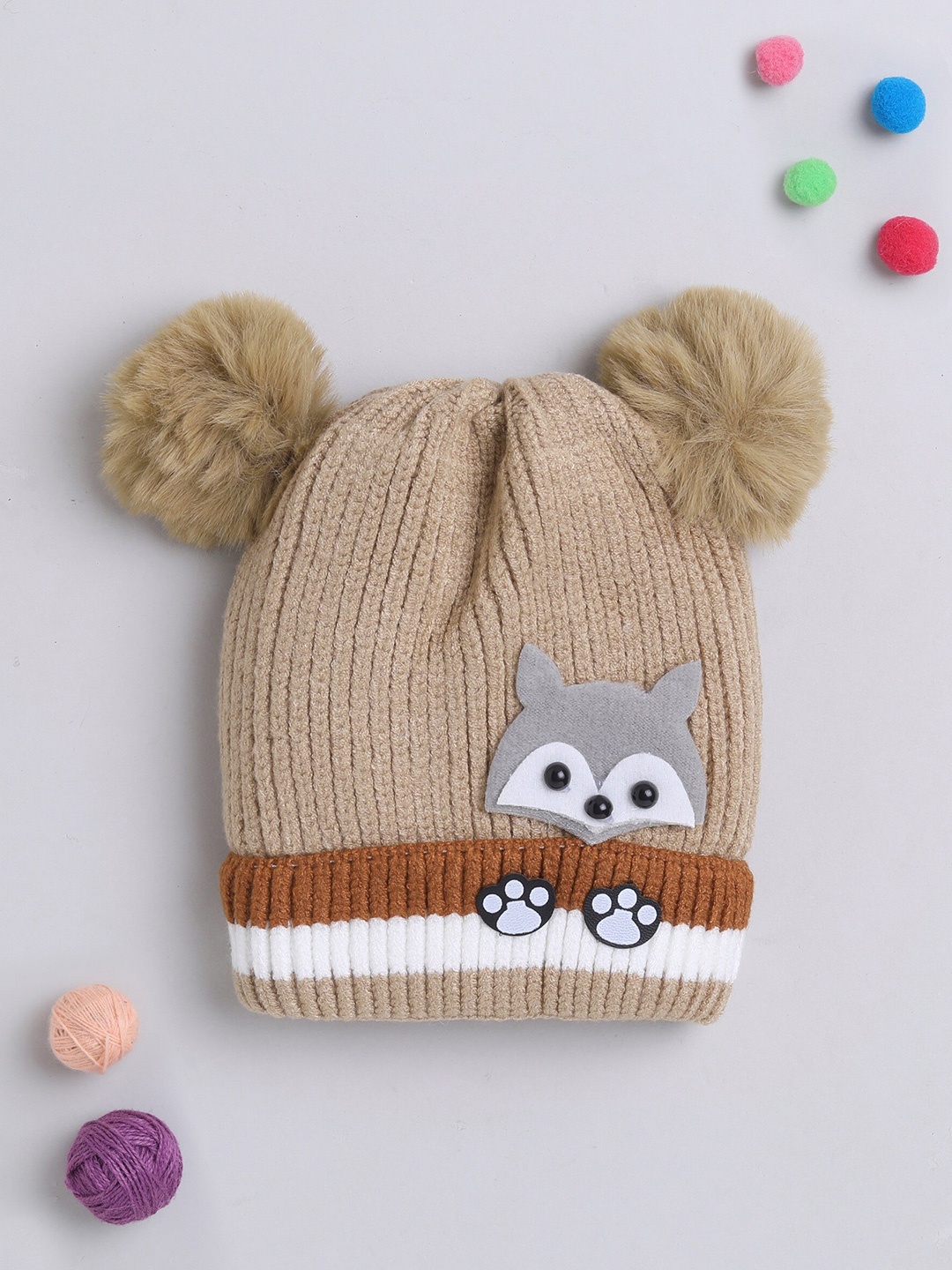 

The Magic Wand Kids Self Design Woollen Beanie, Brown