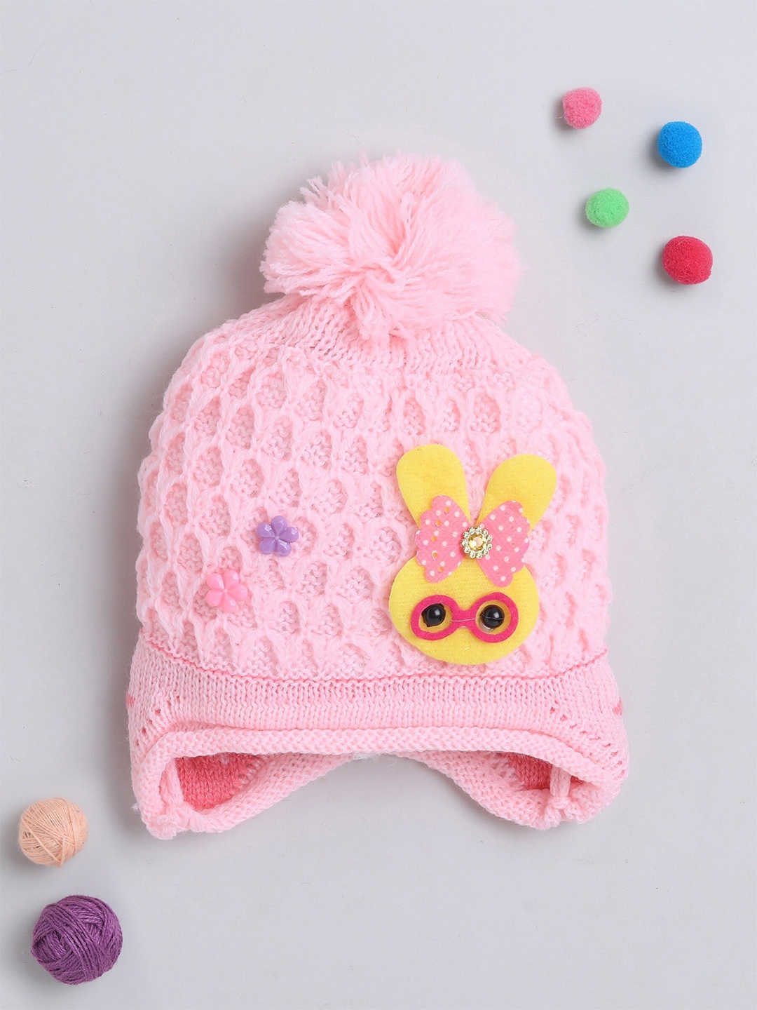 

The Magic Wand Kids Self Design Woollen Beanie, Pink