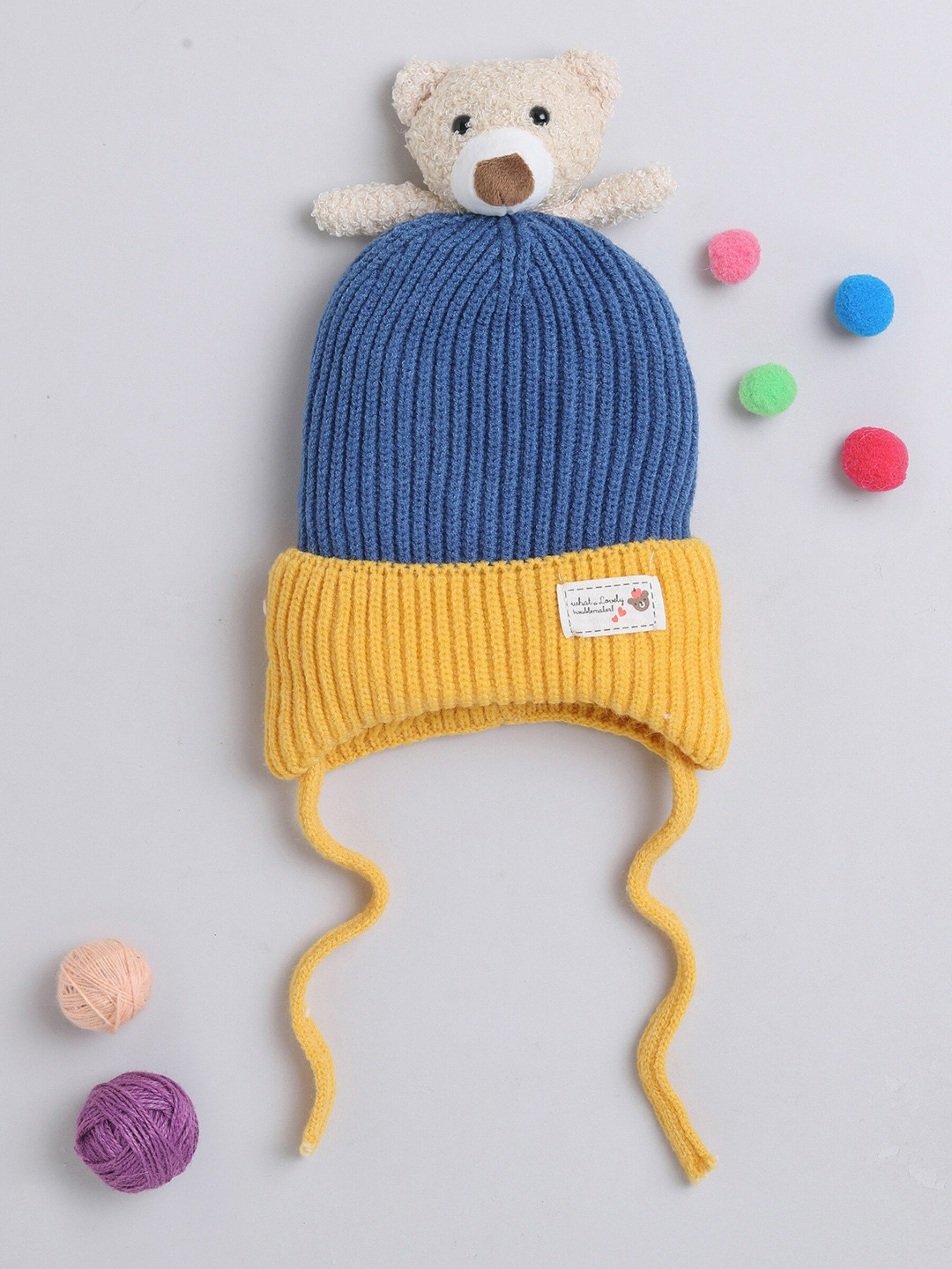 

The Magic Wand Kids Self Design Winter Woollen Beanie, Blue