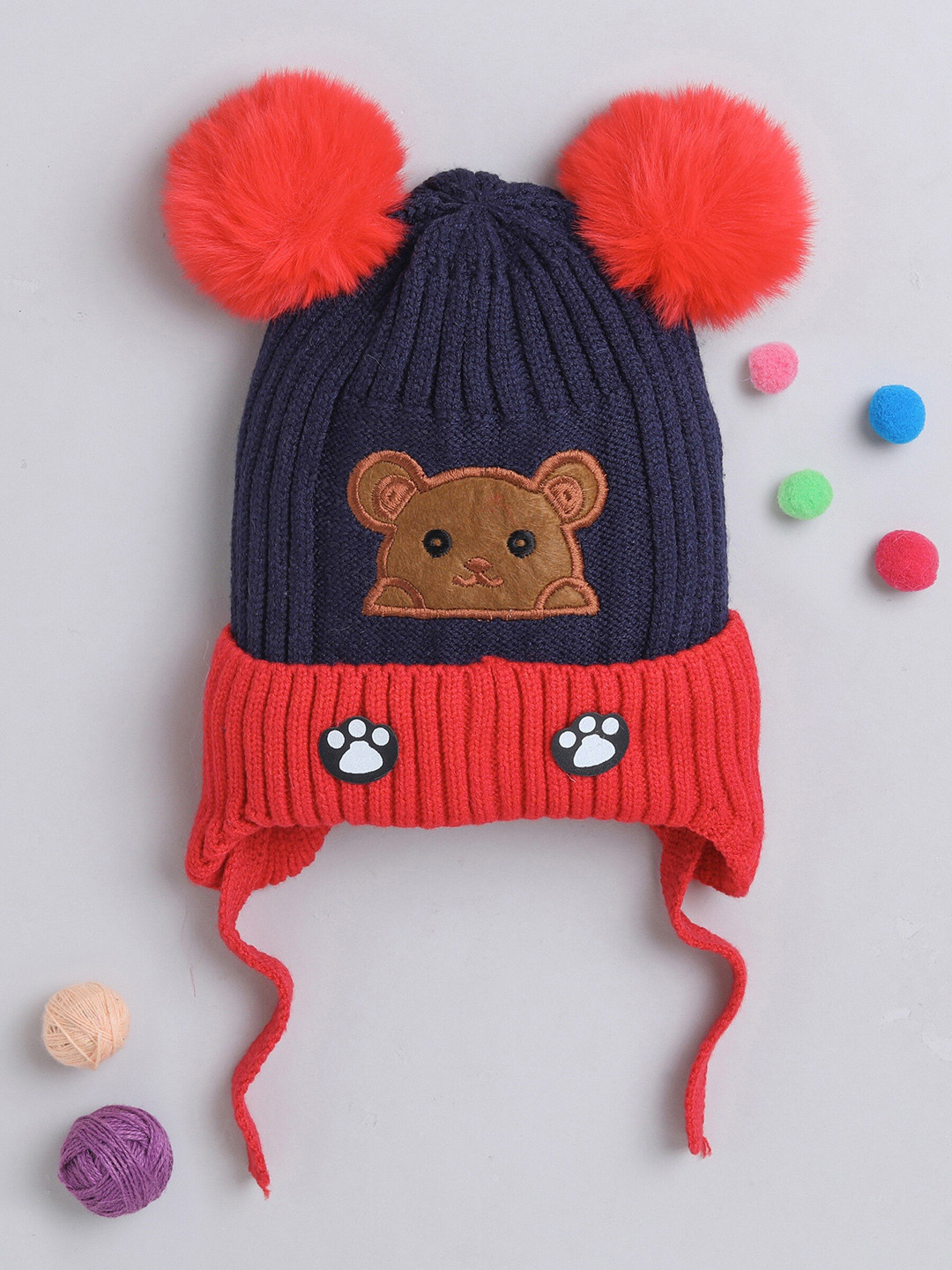 

The Magic Wand Kids Self Design Woollen Beanie, Blue