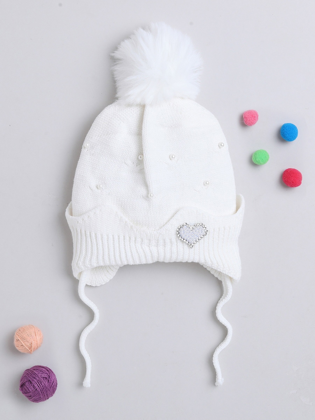 

The Magic Wand Kids Embroidered Woollen Beanie, White