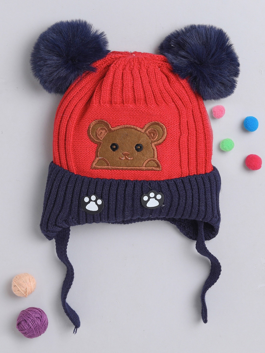 

The Magic Wand Kids Self Design Woollen Beanie, Red