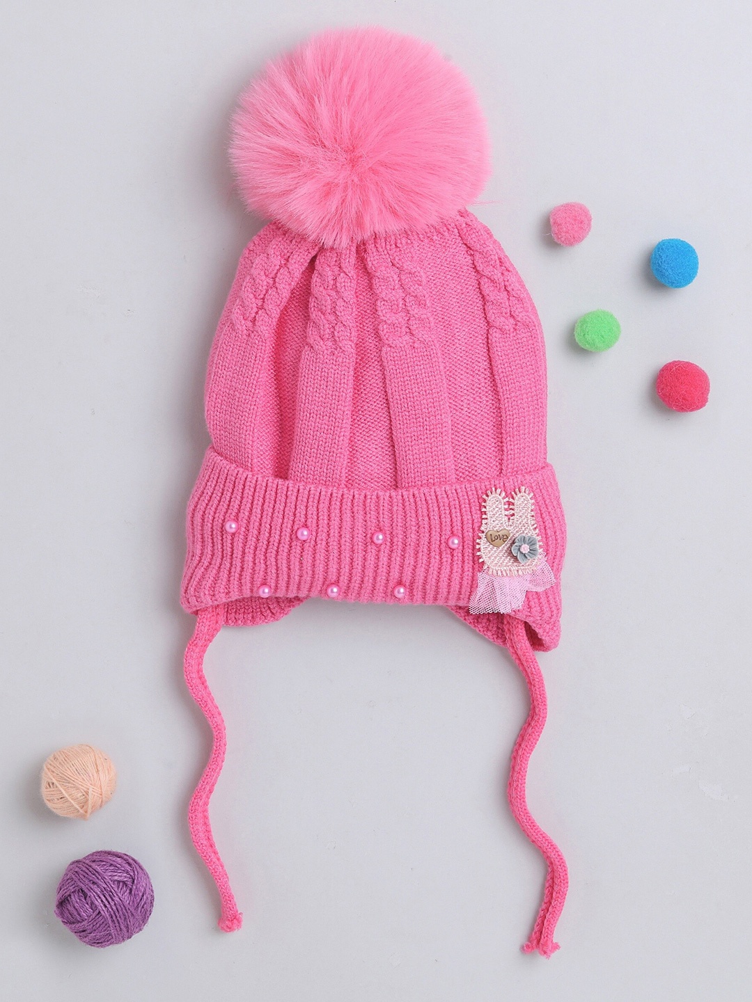 

The Magic Wand Kids Self Designed Woollen Beanie, Fuchsia