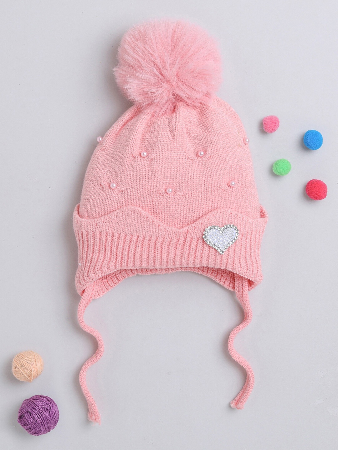 

The Magic Wand Kids Embroidered Woollen Beanie, Pink