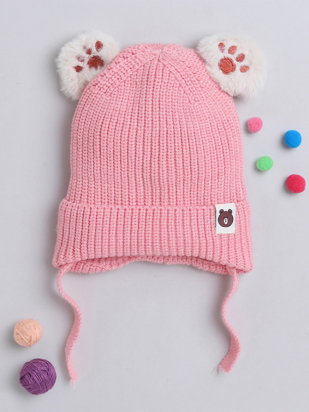 

The Magic Wand Unisex Kids Self Designed Woollen Beanie, Pink
