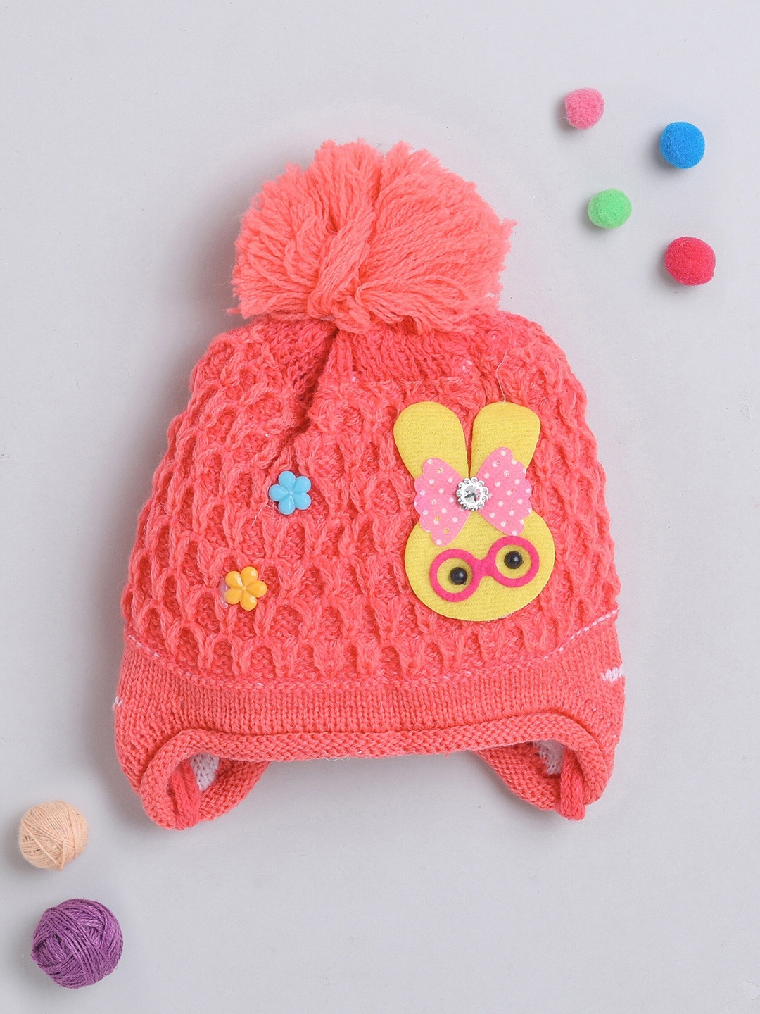 

The Magic Wand Kids Self Designed Woollen Beanie, Peach