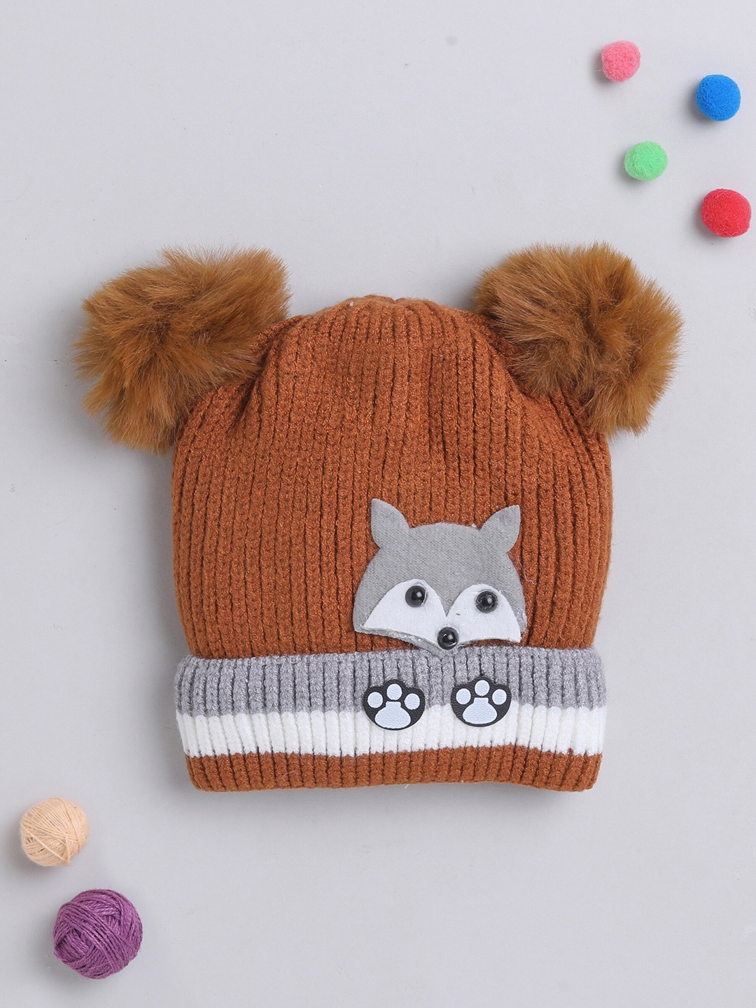 

The Magic Wand Kids Self Design Woollen Beanie, Brown
