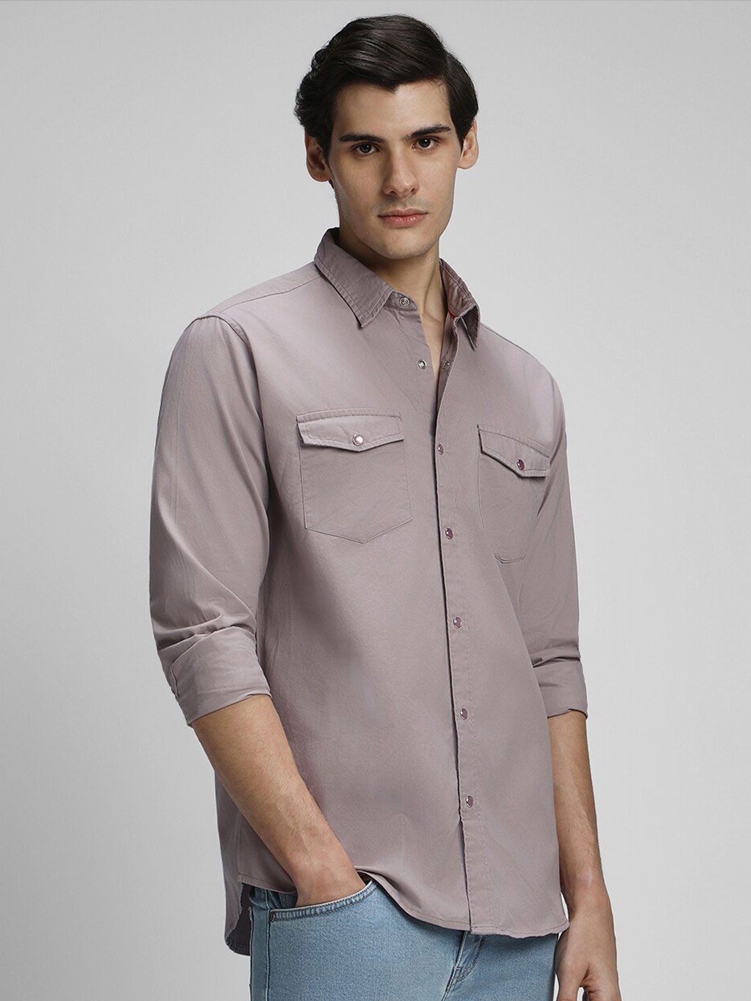 

Dennis Lingo Spread Collar Slim Fit Opaque Pure Cotton Casual Shirt, Pink