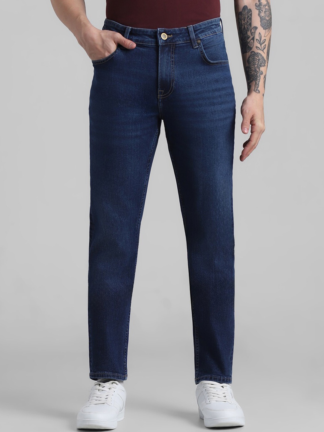 

Jack & Jones Men Slim Fit Low-Rise Clean Look Stretchable Jeans, Blue