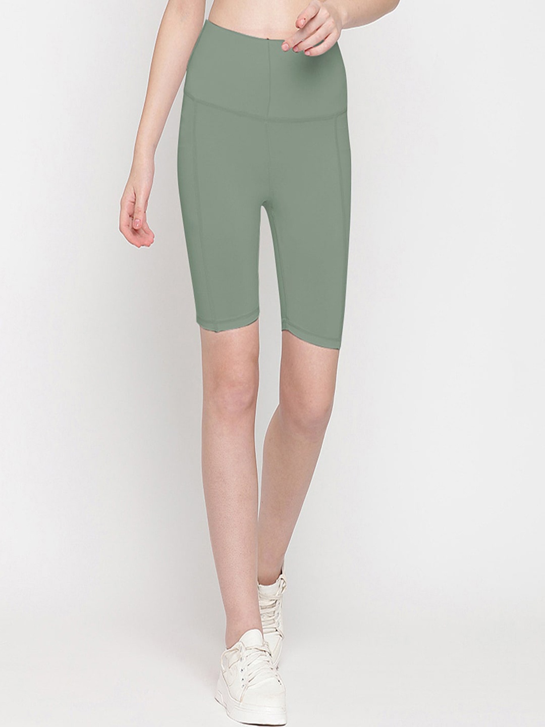 

Wearjukebox Women High-Rise Sports Shorts, Green