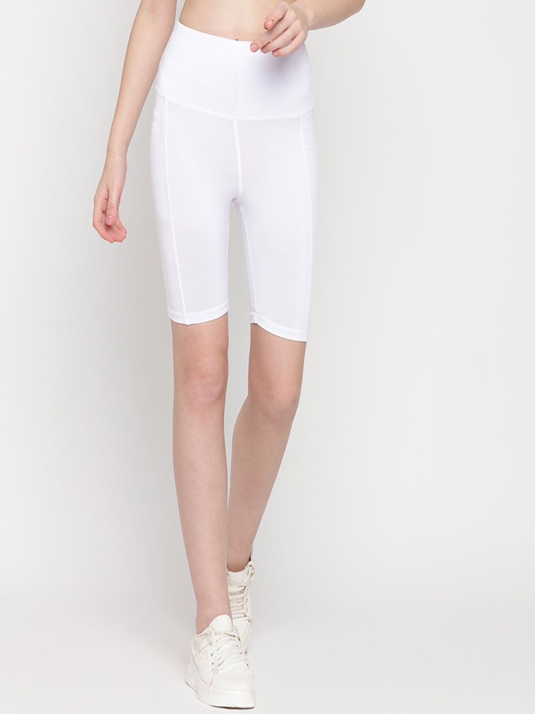 Wearjukebox Women High-Rise Running Sports Shorts, White