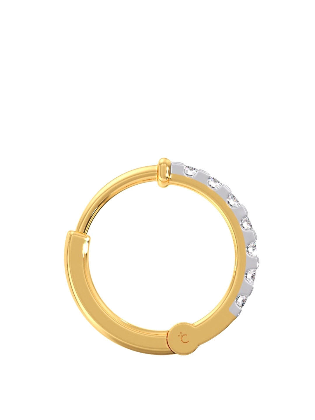 

CANDERE A KALYAN JEWELLERS COMPANY 14KT Gold Diamond Studded Nose Ring-0.27gm