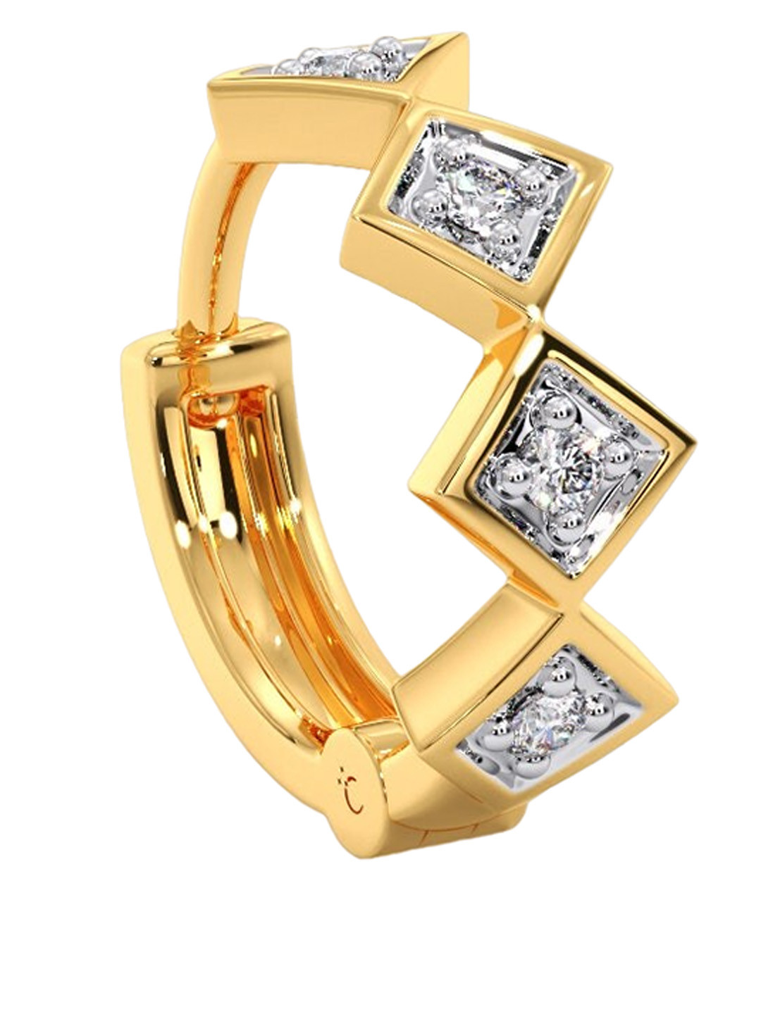 

CANDERE A KALYAN JEWELLERS COMPANY 18KT Gold Diamond Studded Nose Ring-0.49gm