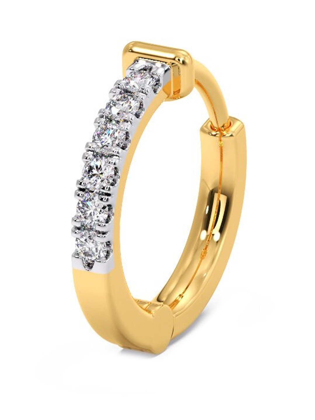 

CANDERE A KALYAN JEWELLERS COMPANY 18KT Gold Diamond Studded Nose Ring-0.34gm