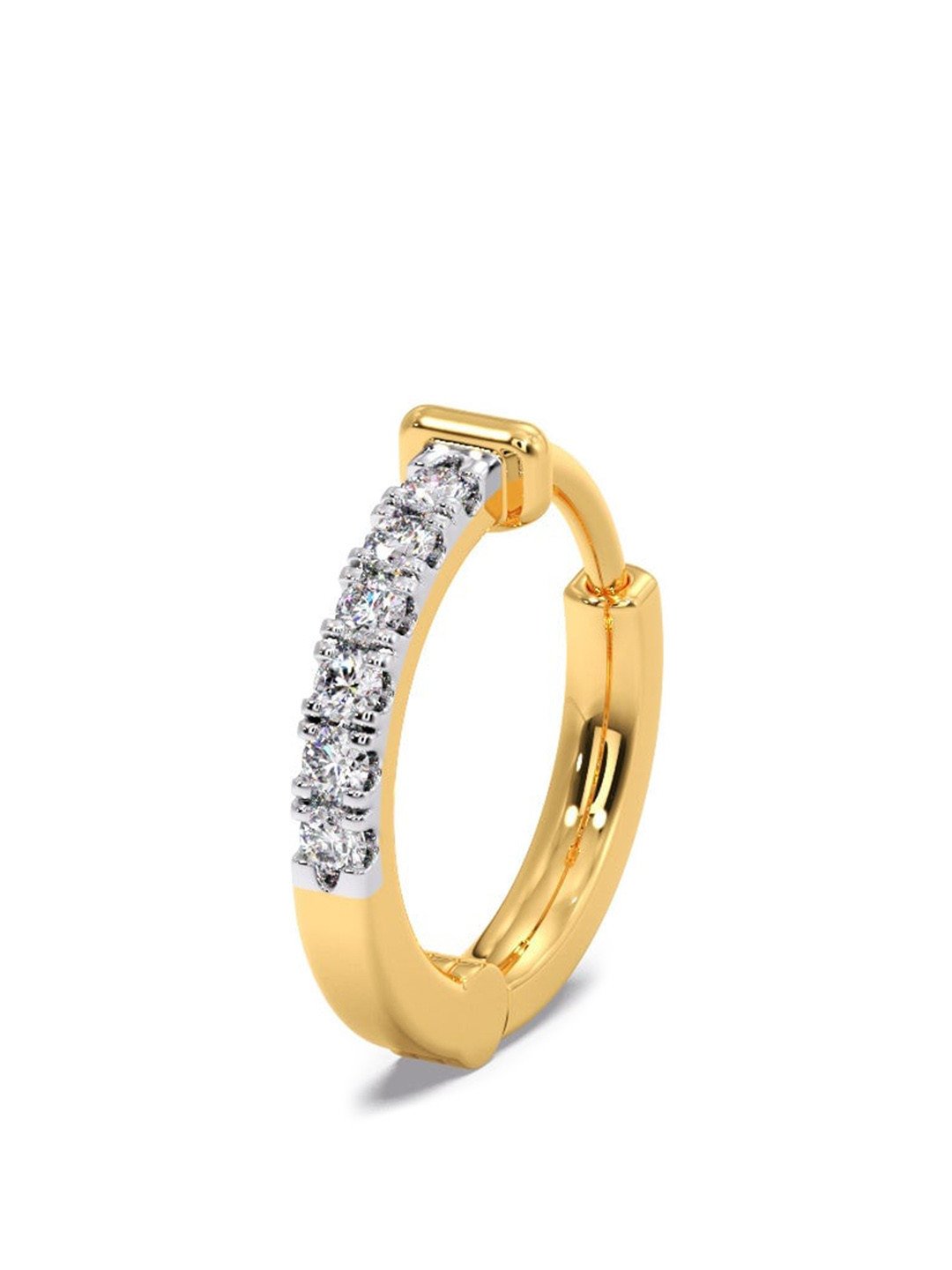 

CANDERE A KALYAN JEWELLERS COMPANY 14KT Gold Diamond Studded Nose Ring-0.29gm