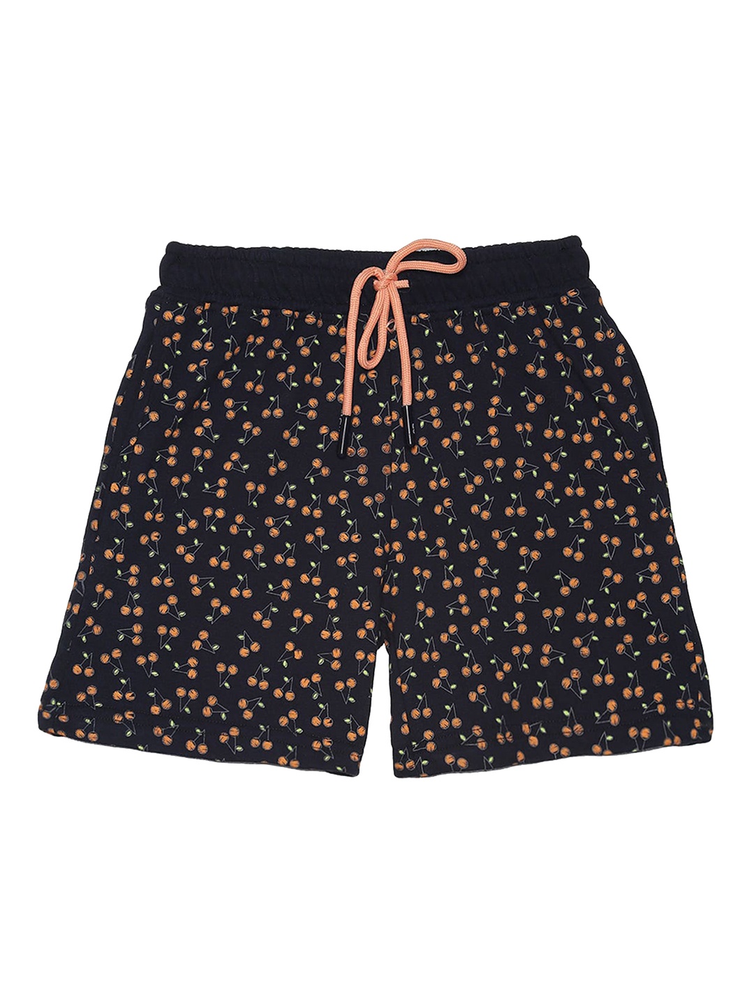 

2Bme Girls Conversational Printed Cotton Shorts, Navy blue