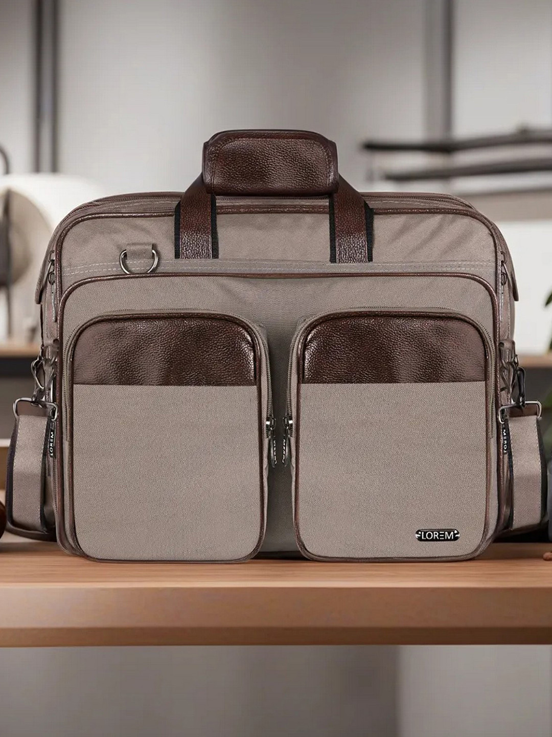 

LOREM Unisex Textured Laptop Bag Up to 16 inch, Cream