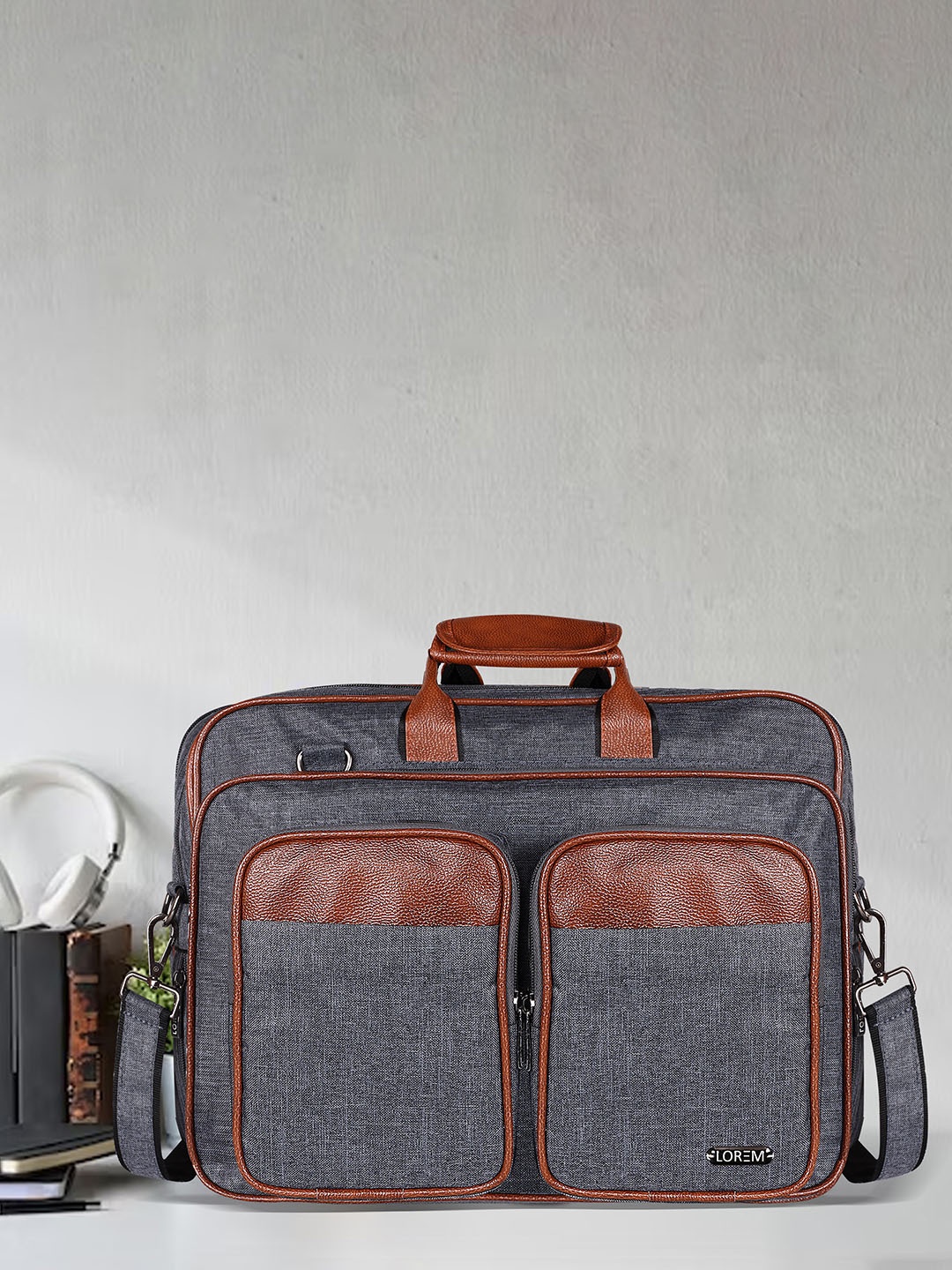 

LOREM Unisex Textured Laptop Bag - Upto 16", Grey