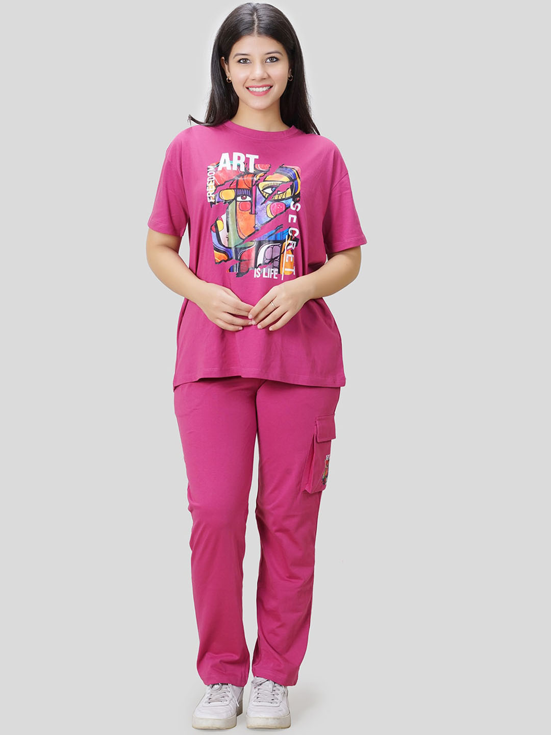 

She N She Oversized Hosiery Co-Ords set, Pink