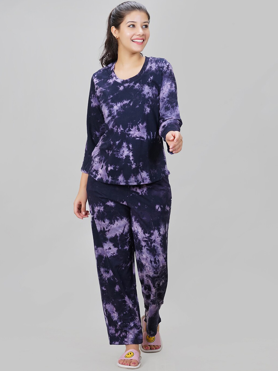 

She N She Tie and Dyed Night suits, Navy blue