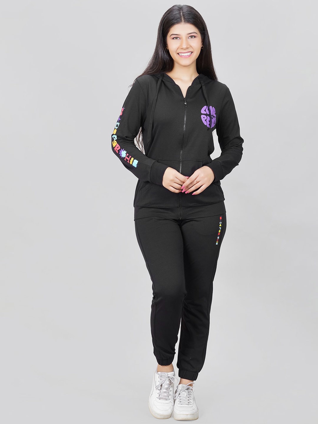 

She N She Hosiery Hooded Co-Ord Set, Black