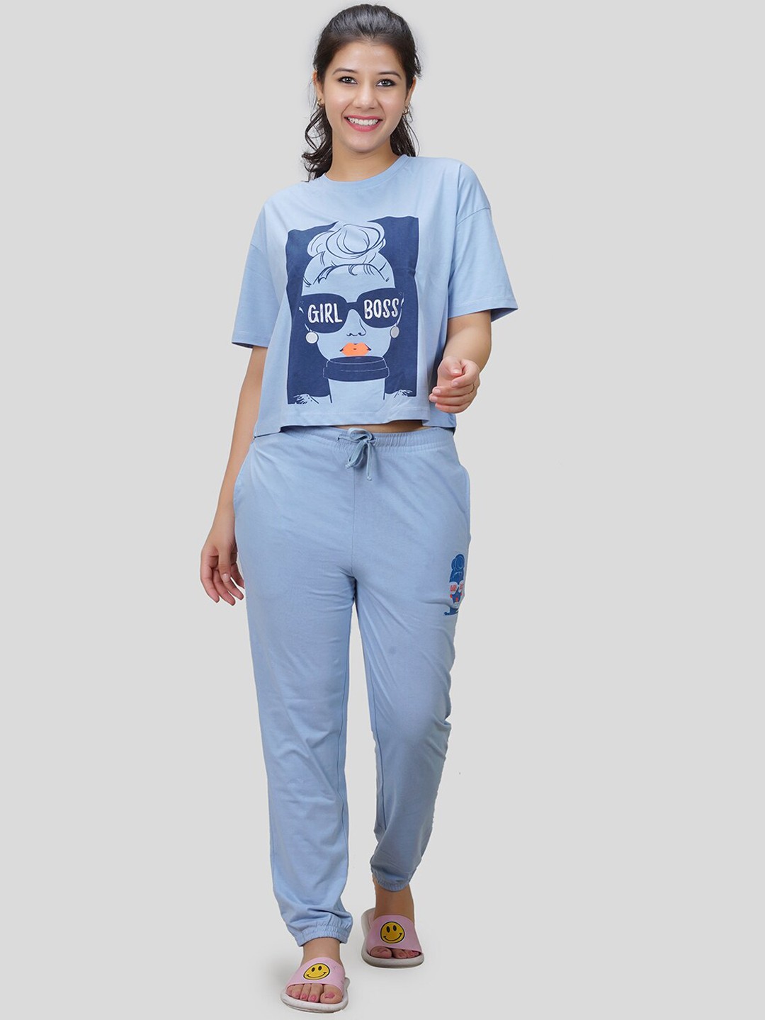 

She N She Oversized Hosiery Co-Ord set, Blue