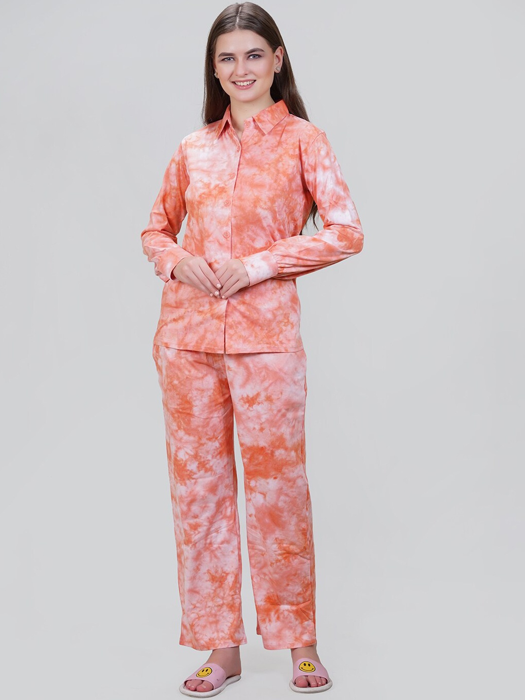 

She N She Tie and Dye Hosiery Co-Ord Set, Orange