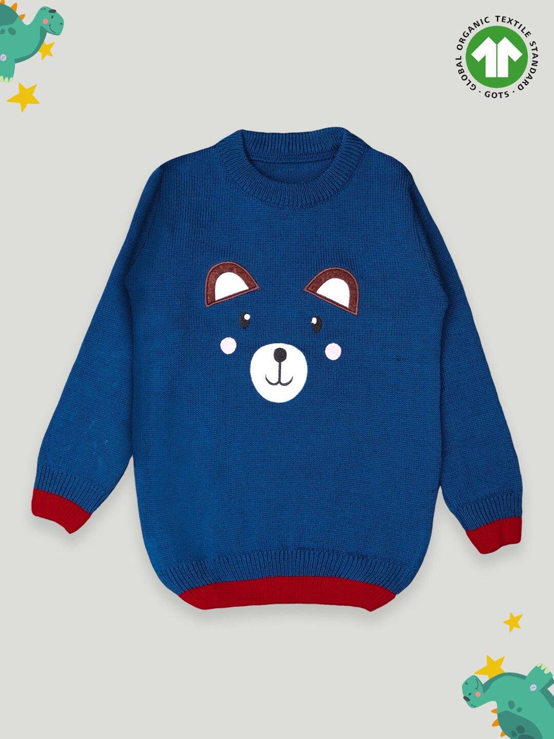 

Kidbea Boys Graphic Printed Woolen Pullover Sweater, Blue