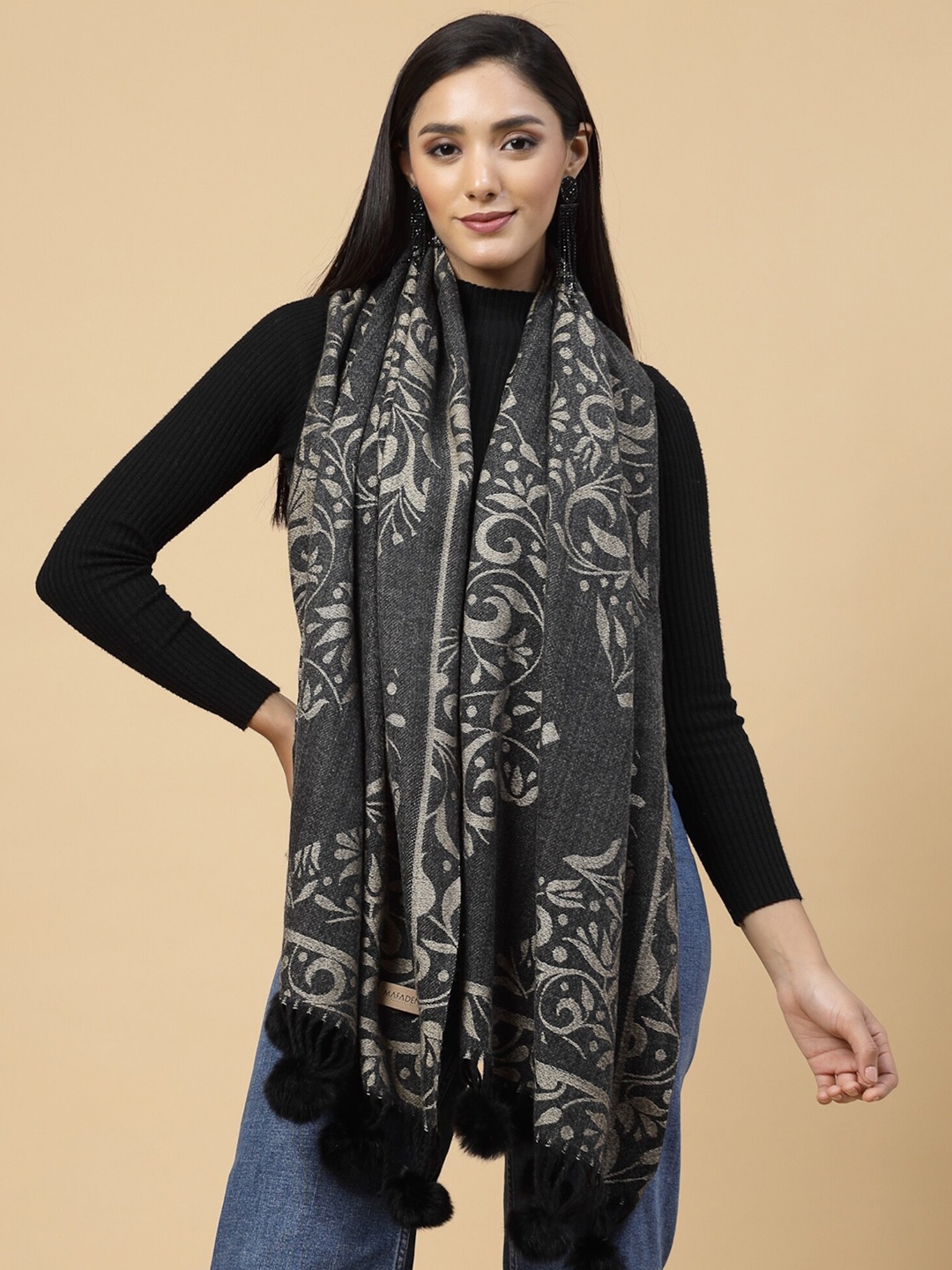 

Mafadeny Printed Stole, Black