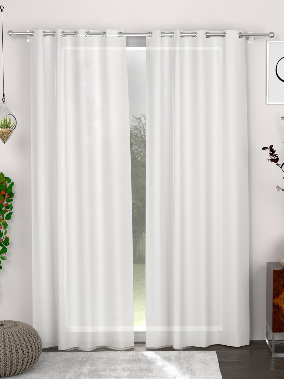 

CHHAVI INDIA White 2 Pieces Door Curtain