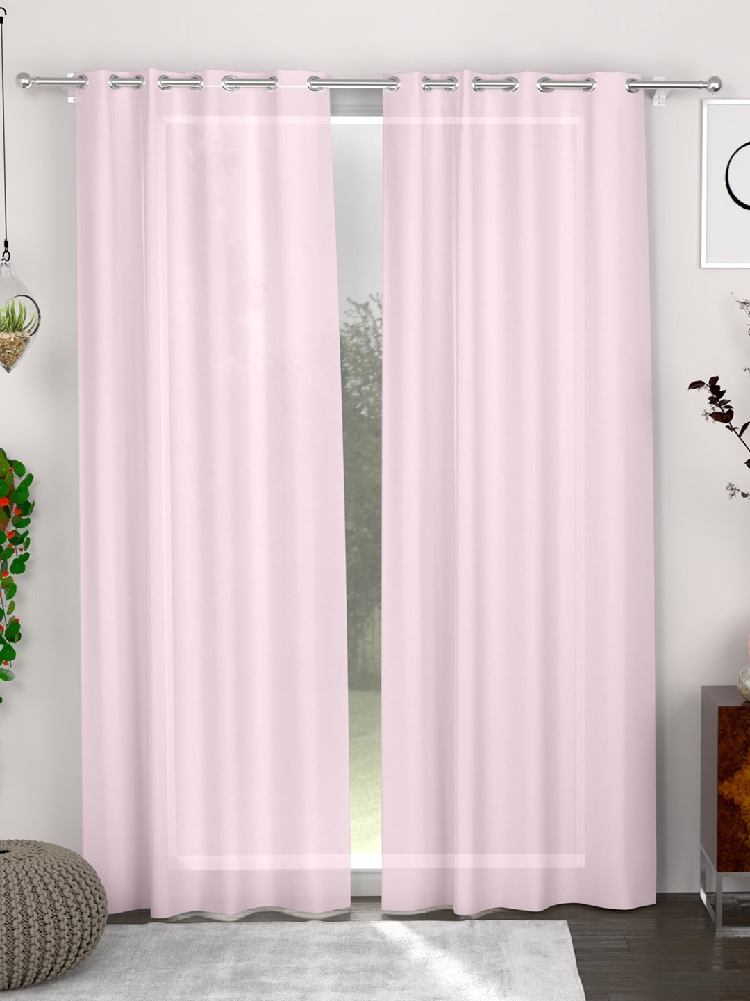 

CHHAVI INDIA Pink 2 Pieces Door Curtain