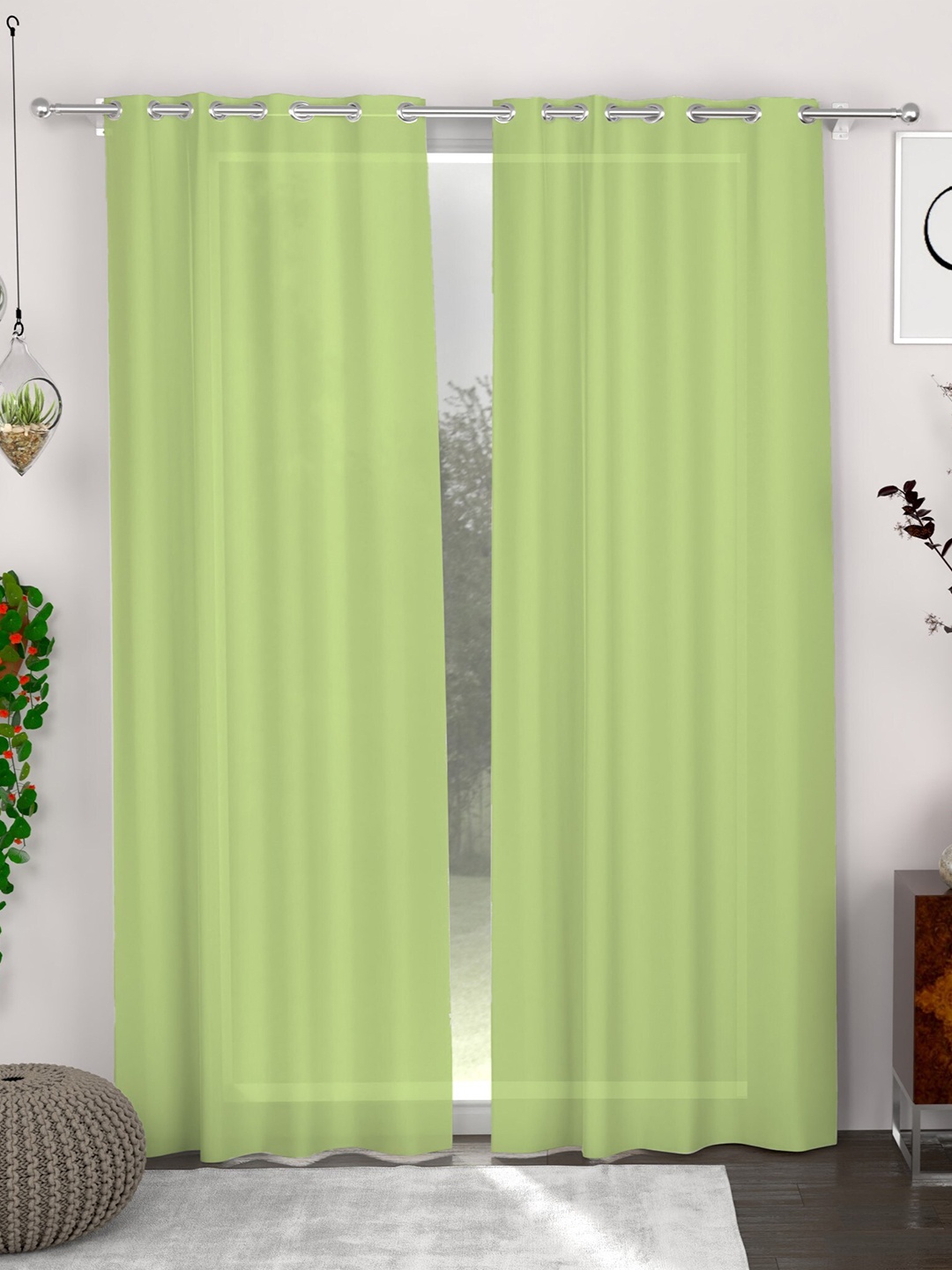 

CHHAVI INDIA Green 2 Pieces Door Curtain
