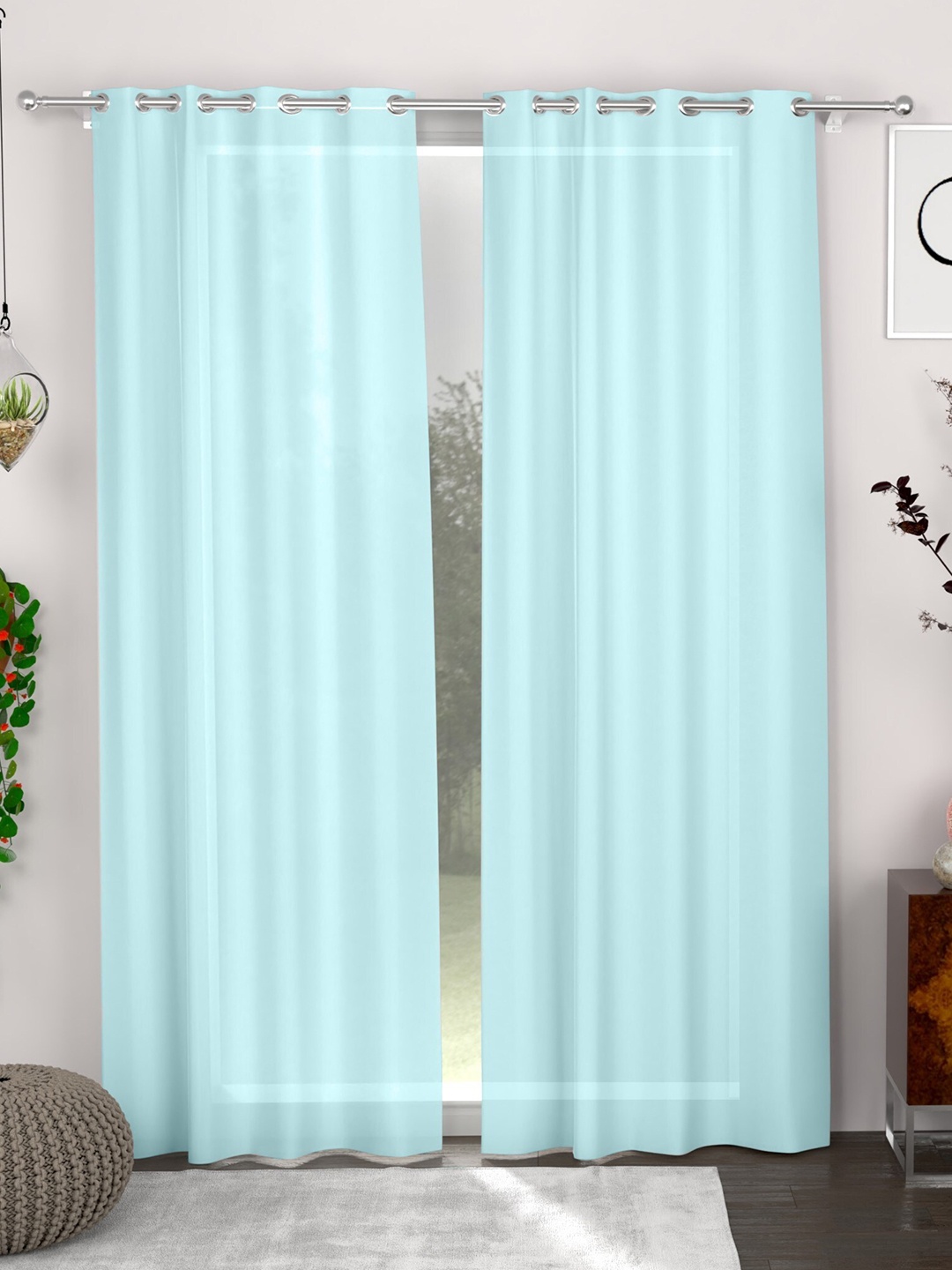 

CHHAVI INDIA Blue 2 Pieces Door Curtain