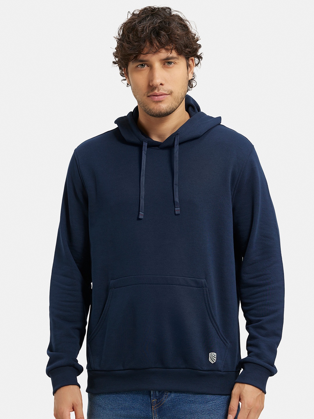 

Jockey Combed Cotton Rich French Terry Hoodie Sweatshirt with Ribbed Cuffs-UM54, Navy blue