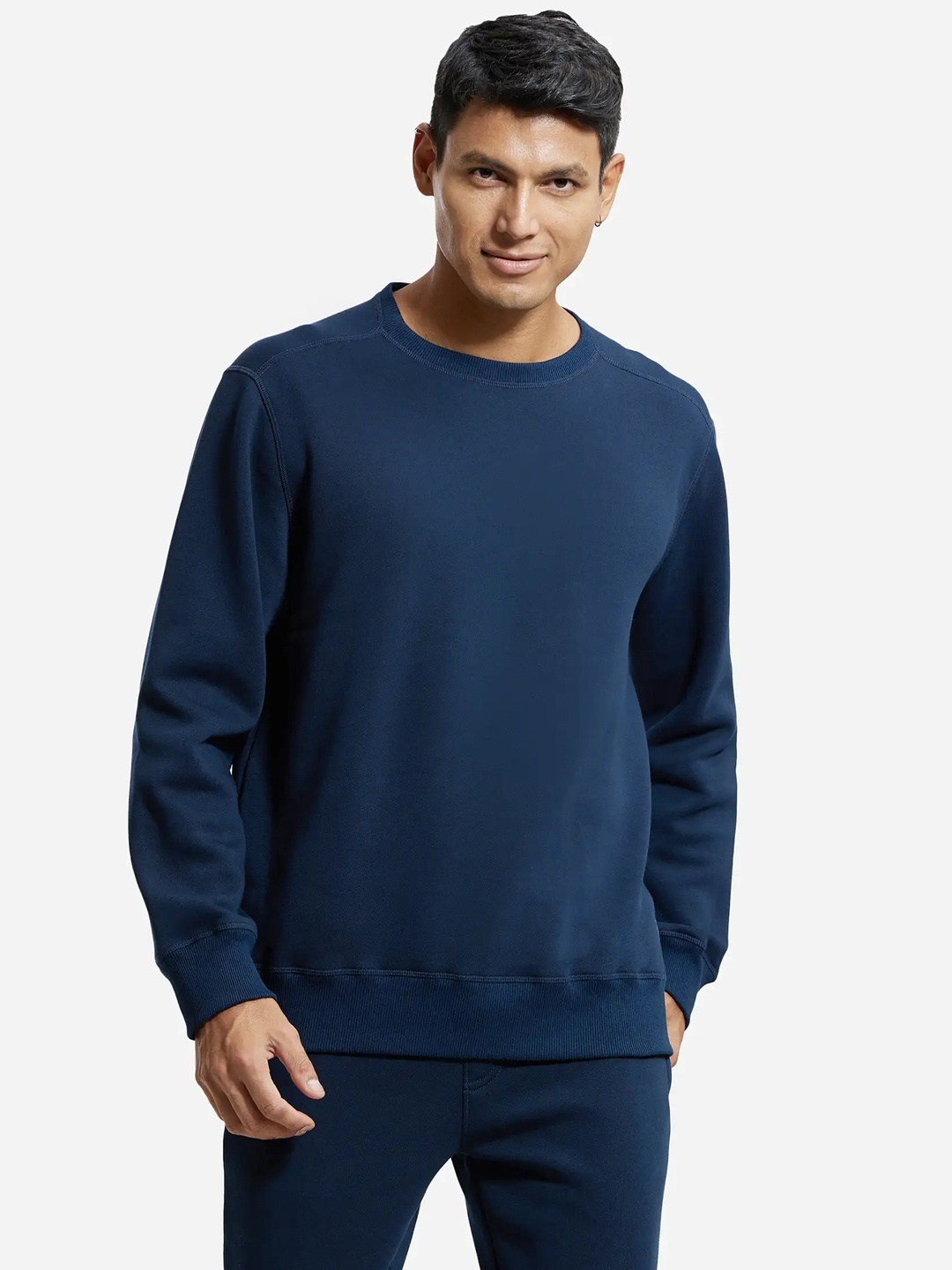 

Jockey Combed Cotton Rich Fleece Sweatshirt with StayWarm Technology-US92, Navy blue