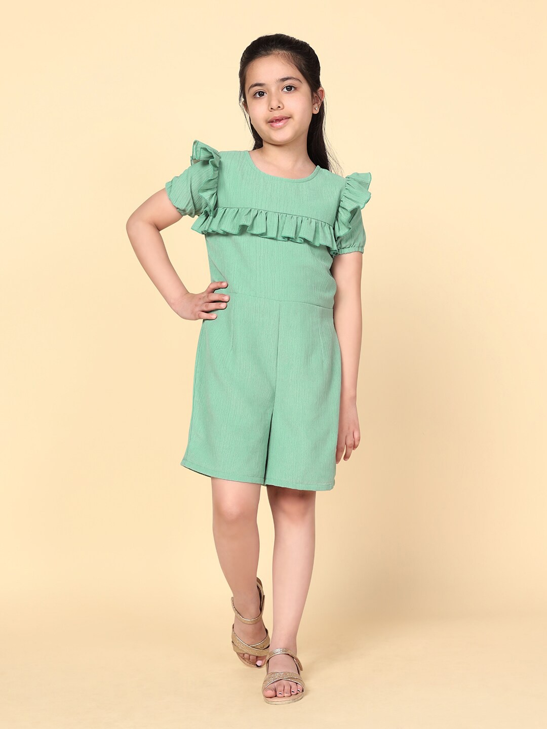 

FASHION DREAM Girls Ruffles Playsuit, Green
